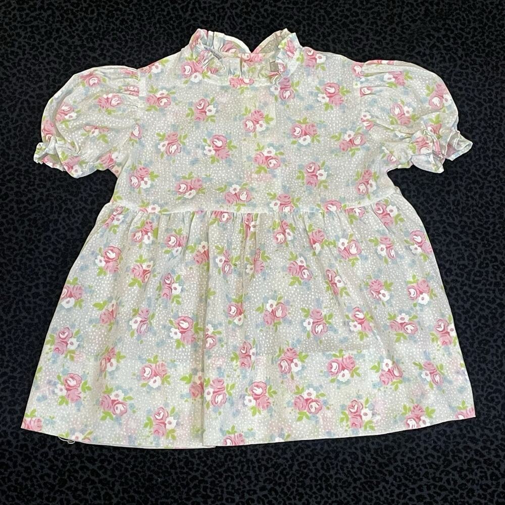 Vintage Polly Flinders Dress Floral Baby Girl Size 2T Summer Party Hand Smocked‎